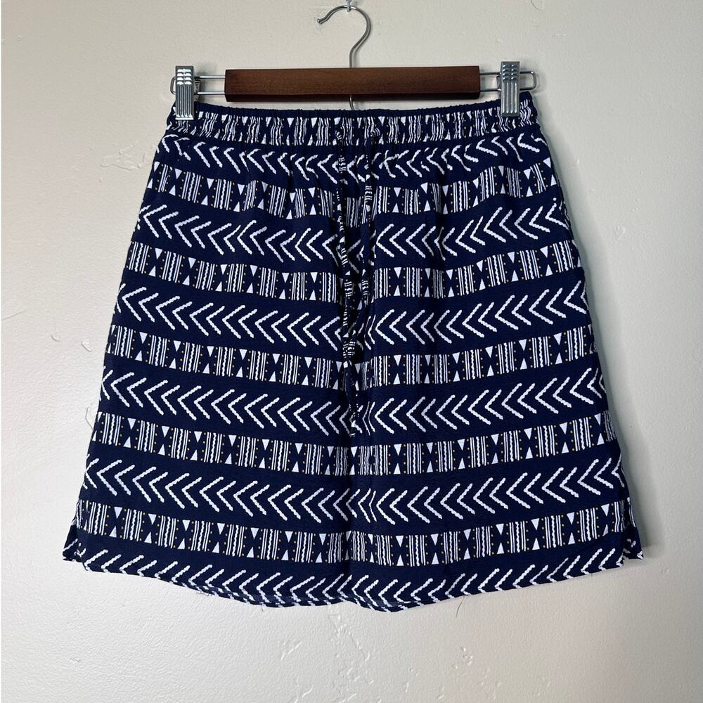 LOFT Navy Aztec Striped Slip-on Skirt XXSP